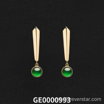 18k Tinuod nga Gold Imperial Green Green Jadeite Earterings